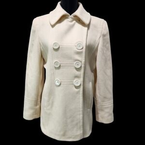 Wool Cashmere Elegant White Lined FEMINELLA Double-breasted Coat (9/10)